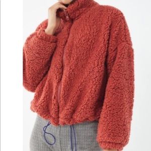 UO Willow Fuzzy Drawstring Teddy Jacket